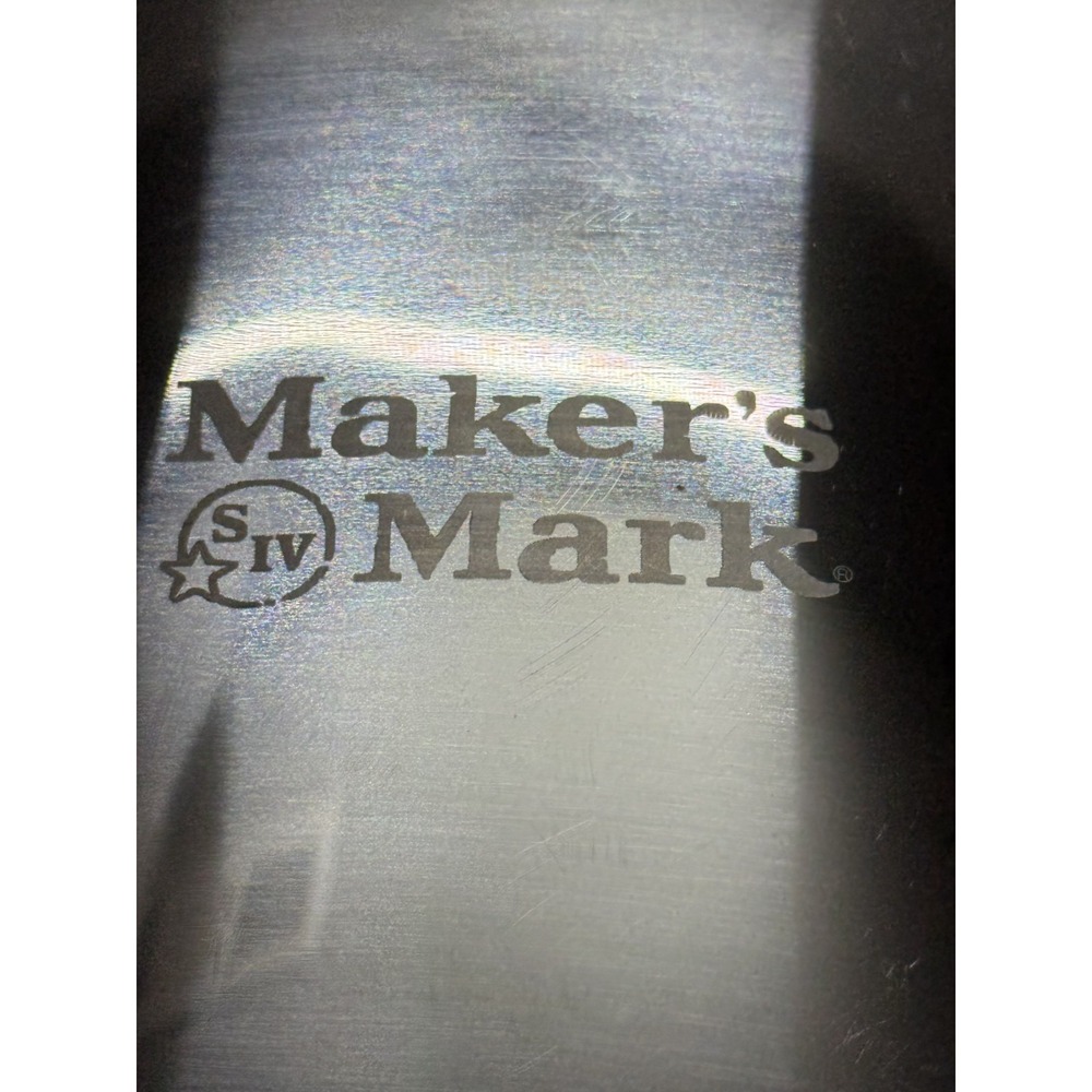 Makers Mark Flask Stainless Steel 8oz Flip Top Lid Pre-Owned - Picture 2 of 4